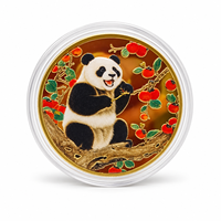 Pièce de monnaie commémorative Panda géant 2026 en métal plaqué or couleur 3D avec boîtier de présentation en acrylique