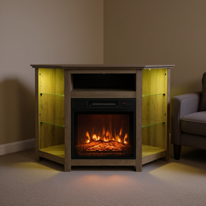 Meuble TV d'angle avec lumières LED pour téléviseurs de 50 à 54 pouces, design moderne en bois, commandé par application, pour salon - Product Image 2