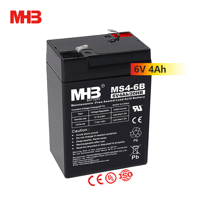 Mhb MS4-6B AGM VRLA 6V 4ah 20hr Seal Rechargeable Power Lead Acid 6v4ah Battery Price for UPS Power Tools