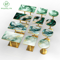 Tables de salle à manger de restaurant haut de gamme de style moderne HUALIN, en pierre frittée ou en verre, personnalisables avec des motifs