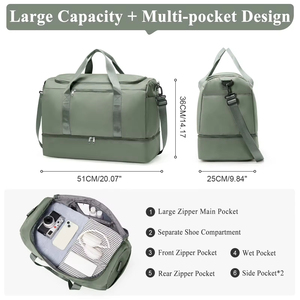 กระเป๋าเดินทางขนาดใหญ่ น้ำหนักเบา ทนทาน นุ่มสบาย สำหรับผู้ชาย ผู้หญิง ใช้ได้ในวันหยุดสุดสัปดาห์ มีช่องใส่รองเท้า เหมาะสำหรับใช้ในงานคลอดบุตร โยคะ และฟิตเนส - Product Image 3