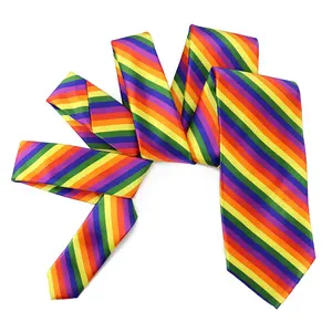 Atacado gravatas rainbow-Gravatas de arco-íris de poliéster, melhor qualidade, logotipo personalizado, colorido, glbt, laços