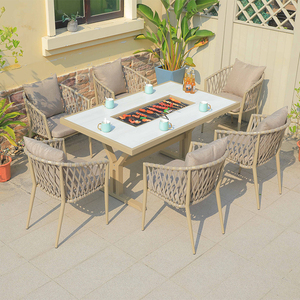 Hot Bán Đúc Nhôm Lửa Pit Bàn Và Ghế Đặt Hiện Đại Ngoài Trời Patio Đồ Nội Thất Sân Vườn Cho Sân BBQ Ăn Uống - Product Image 6