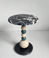 Table d'appoint design en marbre, colonne sphérique, petite table ronde décorative pour canapé
