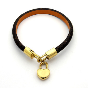 Braccialetto in pelle cuore con Logo di marca in acciaio inossidabile stile stile stile bracciale per <span class=keywords><strong>donna</strong></span> uomo - Product Image 3