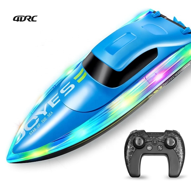 4DRC S7 Waterproof RC Racing Boat 4 Channel Dual Propeller High Speed Remote Control Ship with Range Alarm & Atmospheric Lights