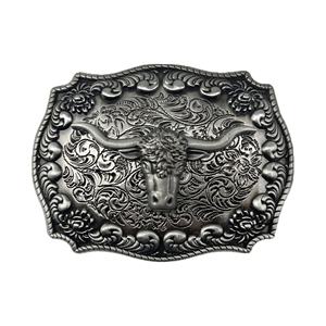빈티지 스타일 합금 벨트 버클 미국 카우보이 패션 서양 3D 새겨진 암소 황소 머리 벨트 버클 - Product Image 1