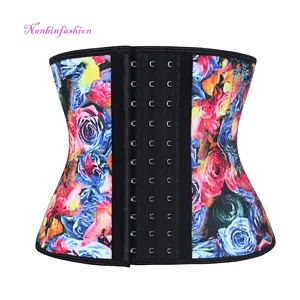 Nieuwe Bloemen Grote Haken Latex Taille Trainer Vrouw Shapewear Fajas Gordel