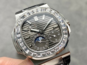 Reloj de Lujo para Hombre con Bisel de Diamantes Ovalados, Fase Lunar, Movimiento Mecánico Automático, Correa de Cuero Negra, Resistente al Agua, para Negocios - Product Image 2