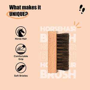 Hand Made Natural Horse Hair Shoe Brush Premium Wooden Handle for Polishing Buffing Shining Leather Shoes <b>Boots</b> Loafers Formal - Product Image 4