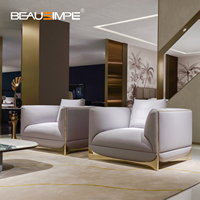CA'FOSCARI Italienisches Luxus-Sofa-Set aus Rindsleder, Ausziehbar und Gepolstert, für Villa-Wohnzimmer, Modernes Echtleder-Modulsofa