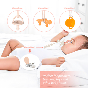 Attache-sucette portable en silicone/gel de silice avec anneau de dentition et clip antirouille pour la sécurité des bébés et des tout-petits - Product Image 5