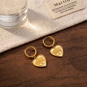 OZE Boucles d'oreilles polyvalentes en acier inoxydable et acier titane, motif cœur et œil porte-bonheur, style européen-américain transfrontalier - Product Image 2