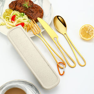 شوكة سكين حديثة من الفولاذ المقاوم للصدأ للتخييم في الهواء الطلق مشبك قفل محمول مانع لفقدان غسالة الصحون طلاء مرآة آمن - Product Image 3