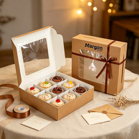 Boîte d'emballage pour cupcakes aux fraises, vente en gros, personnalisée, transparente avec séparateur, couvercle transparent avec ruban
