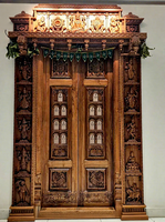 Porte d'entrée principale en teck de Birmanie de style antique, prix d'usine, pour salon, avec motif orné du Divin Seigneur Ganapathi, idéale pour une salle de prière.
