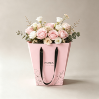 Bolsa de Papel Ecológica Grande con Logotipo de Marca Personalizado, para Ramos de Flores, Colorida, con Asa de Listón