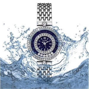 Montre élégante pour femme en pierre de grès bleue de luxe personnalisée, bracelet en acier, étanche, avec strass, mouvement à quartz, 30 mm, vente en gros - Product Image 5
