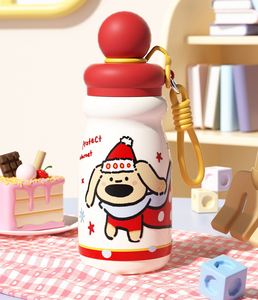 Bouteille d'eau isotherme pour enfants avec motif de dessin animé mignon, 500 ml, bouteille thermos portable avec sangle pour les voyages, pour enfants - Product Image 2
