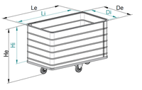 Chariot de blanchisserie hospitalier en aluminium anodisé TER, panier à linge moyen format, capacité 428L