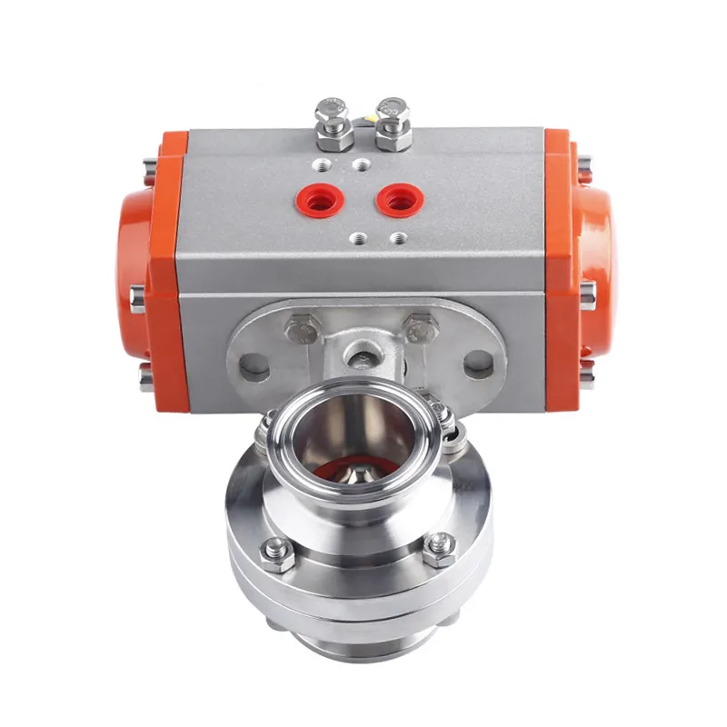 4" 304stainless Steel Dn50 Ptfe Food Grade Tri Clamp Pneumatic Actuator Regulating Sanitary Butterfly Valve