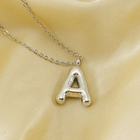 Mode argent rempli grosse bulle Alphabet lettre collier bijoux en acier inoxydable 3D A-Z initiale pendentif collier pour les femmes