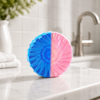 Bloc Nettoyant WC Solide Jetable Trois Couleurs Trois Effets, Nettoyage en une seule passe, 60 Jours, Parfum Rose, Élimination des Taches 50%-80%