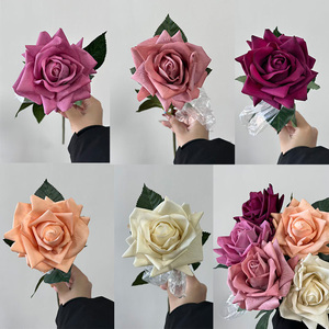 Wholesale High Quality Realistic Single Stem White Pink Silk <b>Rose</b> Flowers for Thanksgiving Valentine's Day Home Wedding - Product Image 5