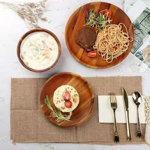 Penjualan terlaris grosir kayu Solid bulat multi-ukuran dapat dipilih piring makan malam - Product Image 6
