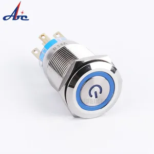 Custom waterproof metal electrical ring light led spring flush head 12mm 19mm 22mm 25mm momentary push start stop button switch