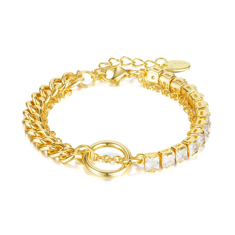 Pulsera de cobre para mujer, brazalete de cobre de 18K, de lujo, simple, minimalista, de latón, CZ, cristal