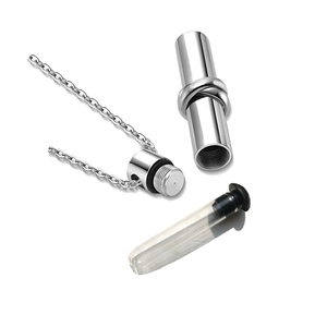 Kalung Guci Kremasi Kaca dengan Cincin Mengkilap, Kalung Liontin Silinder Sekrup Bulat, Kalung Liontin Abu Pelapis Wanita - Product Image 2