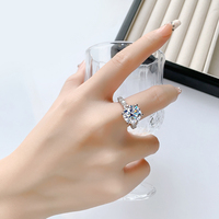 NORELLE grosir cincin tunangan perak murni S925 cakar enam mewah cincin besar berlian & Moissanite warna cahaya bulan putih untuk wanita
