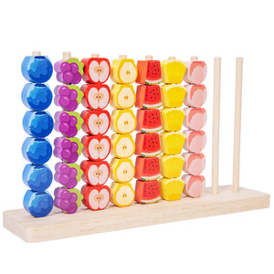 <span class=keywords><strong>Jeu</strong></span> de tri de fruits en bois, <span class=keywords><strong>jeu</strong></span> de tri de couleurs avec perles de fruits, jouet éducatif précoce pour développer la motricité fine des tout-petits - Product Image 1