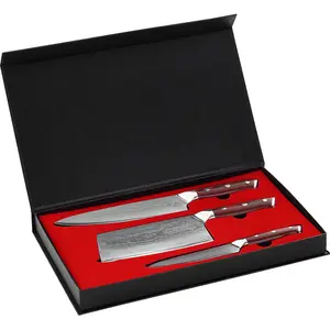 Thiết Kế Mới Thép Không Gỉ Kebab Steak Knife 3 Cái Damascus Slicer Knife Set Với Hộp Quà Tặng