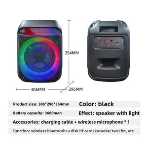 8 inch RGB LED cho <span class=keywords><strong>Bluetooth</strong></span> Karaoke Loa 20 Wát Micro không dây nhảy vuông loa siêu trầm TF cho nhà ngoài trời Pin hoạt động - Product Image 5