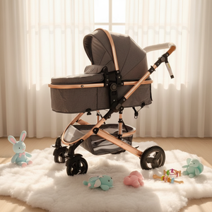 <span class=keywords><strong>Poussette</strong></span> bébé 3 en 1 <span class=keywords><strong>de</strong></span> luxe pliable rose au design moderne - Product Image 2