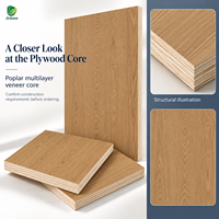 Panneau de contreplaqué Jinbase W-XM-406 en placage de chêne ambre chaud, qualité E0, 1220x2440mm, épaisseur 18mm