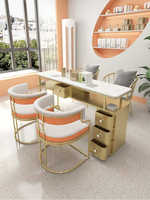 Ensemble de table et de chaise de manucure professionnelle élégante et luxueuse, surface en marbre simple et double avec aspirateur, utilisation en salon, salon