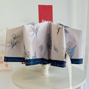 Paraguas Plegable Portátil de 3 Secciones, Manual y Automático, Protección UV, para Sol y <span class=keywords><strong>Lluvia</strong></span>, con Estampado Floral, Personalizado para Mujer - Product Image 5
