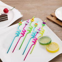 Usine En Gros Écologique PET Spirale Paille PVC Dessin Animé En Plastique Art Décoration Pailles Jetables pour la Fête et Vacances