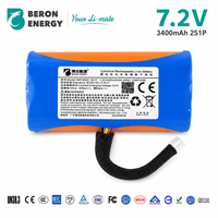 حزمة بطارية مخصصة 7.2 فولت 3400 مللي أمبير 2S1P 18650 لمكبر صوت لاسلكي محمول OEM ODM IEC62133