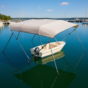 Toldo Bimini para Bote de 4 Arcos, 96"Lx(67-72")Wx54"H, Gris Claro, Poliéster, Marco de Aluminio, Impermeable, Protección Solar, Modelo de 2 Soportes - Product Image 2