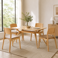 Chaise de salle à manger contemporaine en frêne nord-américain massif avec dossier incurvé pour cuisine et villa