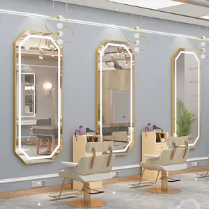 Station de miroir murale, vente en gros, mobilier de Salon de beauté, miroir pleine longueur, coiffure, Salon de coiffure, Led, miroir