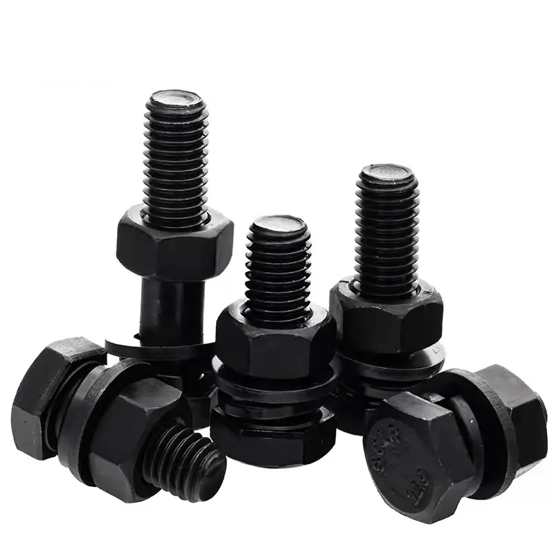 Fastener manufacturer Black carbon steel Hex bolt Full thread hexagon head screw bolt din933 hex bolts and nuts