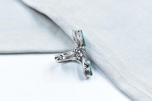 Handmade Turquoise Sterling Silver <b>Adjustable</b> <b>Ring</b> Natural Gemstone Jewelry for Women Wholesale - Product Image 4