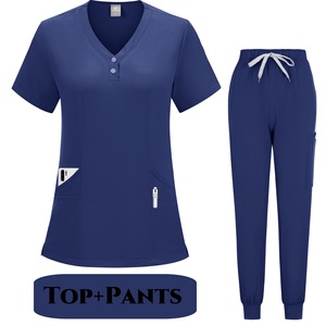Women Scrub Set Moisture Wicking Knitted Split Uniform Hospital Workwear Size S XXL - Product Image 3