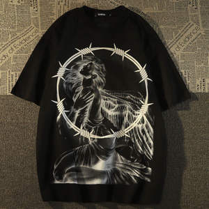 Camiseta Oversize Estampada para Hombre <span class=keywords><strong>de</strong></span> <span class=keywords><strong>Marca</strong></span> <span class=keywords><strong>de</strong></span> Diseñador Moda <span class=keywords><strong>de</strong></span> Verano Alta Calidad 100% Algodón Estilo Casual Deportivo en Tendencia - Product Image 2