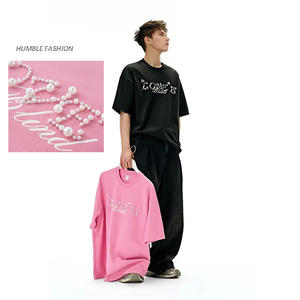 Love Is Good Brand Letter Beaded 260G Camiseta de algodón Marca de moda Loose Casual Style Pareja Camiseta de manga corta Goodbrand - Product Image 3